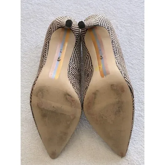 Sam Edelman Hazel Pumps Women's US 9 Tan Raffia Pointed Toe Stiletto Heel Shoes - Picture 5 of 11